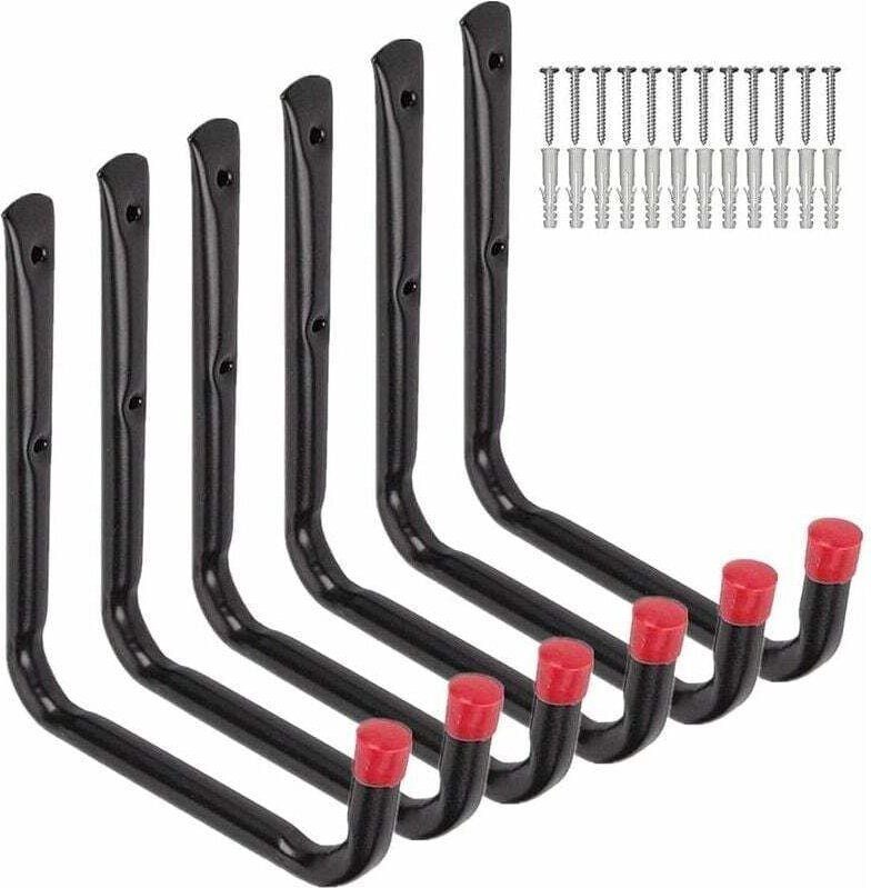 6er-Pack robuste Garagen-Aufbewahrungshaken, 17 cm Wandaufhänger für Gartenschlauch, Klappstuhl und Fahrrad