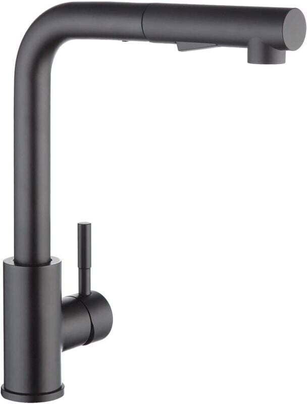 Küchenarmatur mit schwarzer Brause, Küchenmischer mit ausziehbarer Brause, Küchenarmatur aus gebürstetem Edelstahl 304, ...