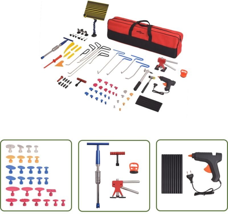 The Living Store - 80-tlg. Ausbeulwerkzeug Set Edelstahl - Delle Reparatur - Lackreparatur - Ausbeuler Satz - Blech Repa...