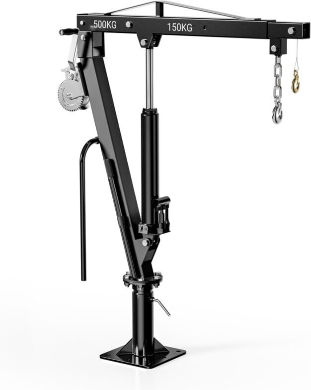 Wiltec - Pickup Kran Ladekran bis 1770 mm Höhe, 500 kg Traglast und 360° Drehkranz, Seilwinde, massiver Standfuß zur Bod...