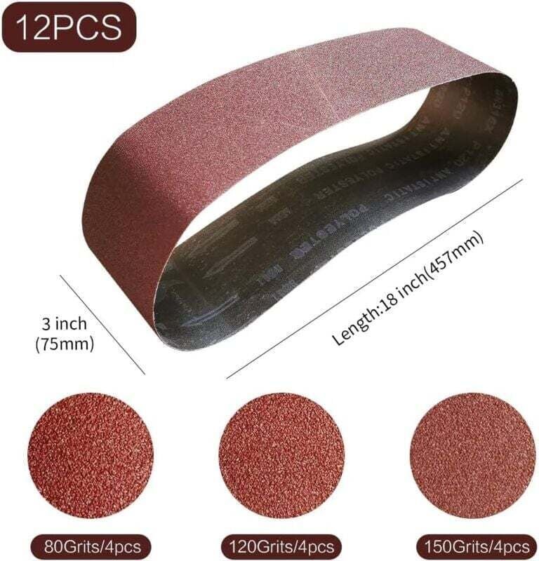 Thumbnail - Ulisem 75 x 457 mm Schleifband – Gemischtes Schleifband-Set (4 x 80/120/150 Körnung) für Bandschleifer, ideal für Holz (...