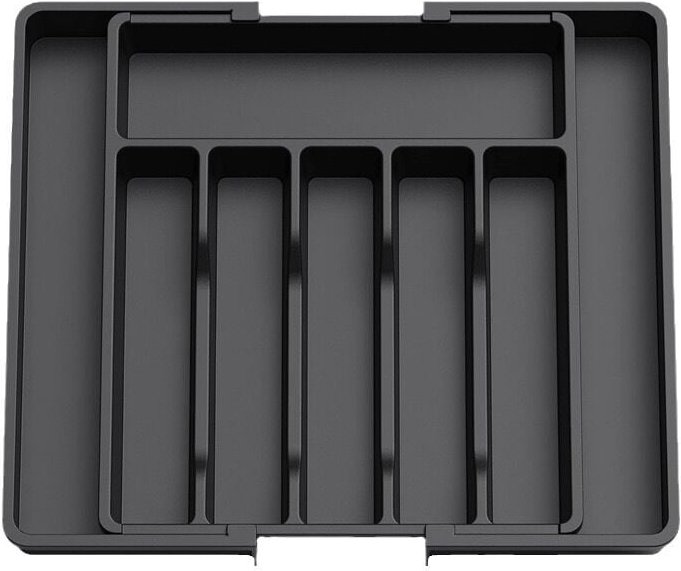 Cyslmuk - Besteck-Organizer, erweiterbare Schublade, Besteckkasten, schwarze Küche, verstellbarer Schubladen-Organizer