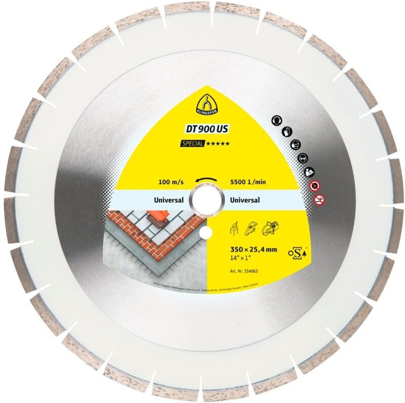 Klingspor DT 900 US Diamanttrennscheiben, 450 x 3,6 x 25,4 mm 32 Segmente 40 x 3,6 x 10 mm, Engverzahnt