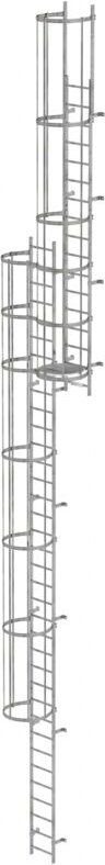 Munk - Günzburger Steigtechnik mehrzügige Steigleiter mit Rückenschutz (Bau) Edelstahl 13,8 m - 530140