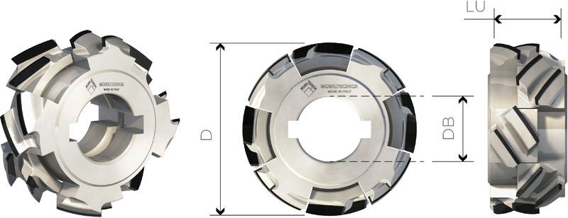 Mtecf032.10 - Einstellbare Schleif-Fräsen Axialität 54,9° - Mobiltecnica .10d180 Lu25/38 Z6+6 Ztot24 Db40 + 2 Dkn Ax54,9...