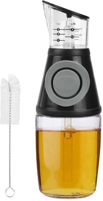 Thumbnail - Olivenölspender aus Glas, 250 ml Ölspenderflasche mit Dosierpumpe und Messbecher zur Reinigung