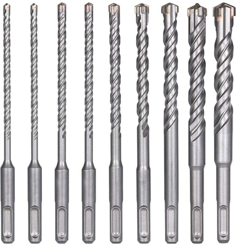 Betonbohrer, 9 Stück (5 mm, 16 x 160 mm), Fliesenbohrer, SDS-Plus-Elektrohammerbohrer für Bohrhämmer, Kreuzbohrer für Be...