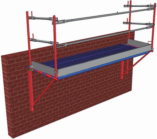Gerüstkonsolen-Set 3m - mit Front- und Seitengeländer - Rundrohr - KITCF1000EPX3M/GCL