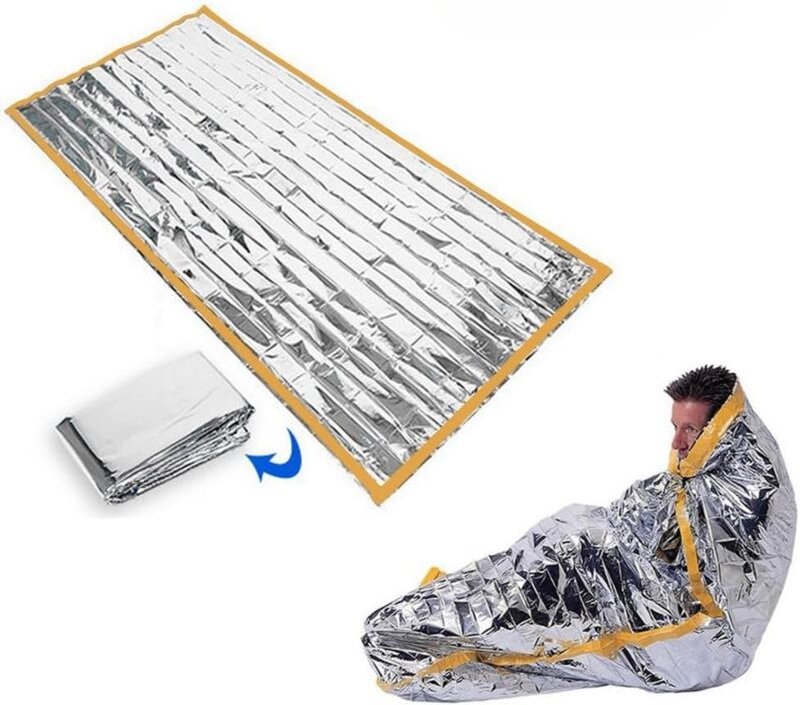 Cyslmuk - Notfall-Isolierdecke, doppelseitige silberne Rettungsdecke, Sonnenschutzdecke, Notfalldecke, 100 x 200 cm, 1 S...