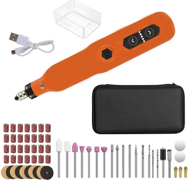 Thumbnail - Aiperq - 65-teiliges Zubehör, 3,7 v kabelloses Multifunktions-Rotationswerkzeug, 16.000 U/min max., Mini-Akku-Bohrmaschi...