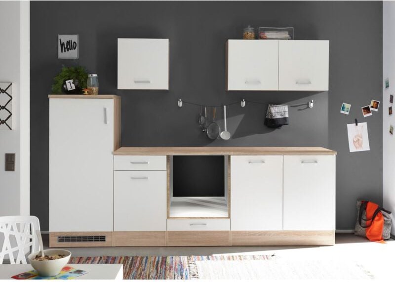 Küche Küchenzeile Leerblock Einbauküche Petunia 270 cm Eiche Natura Respekta