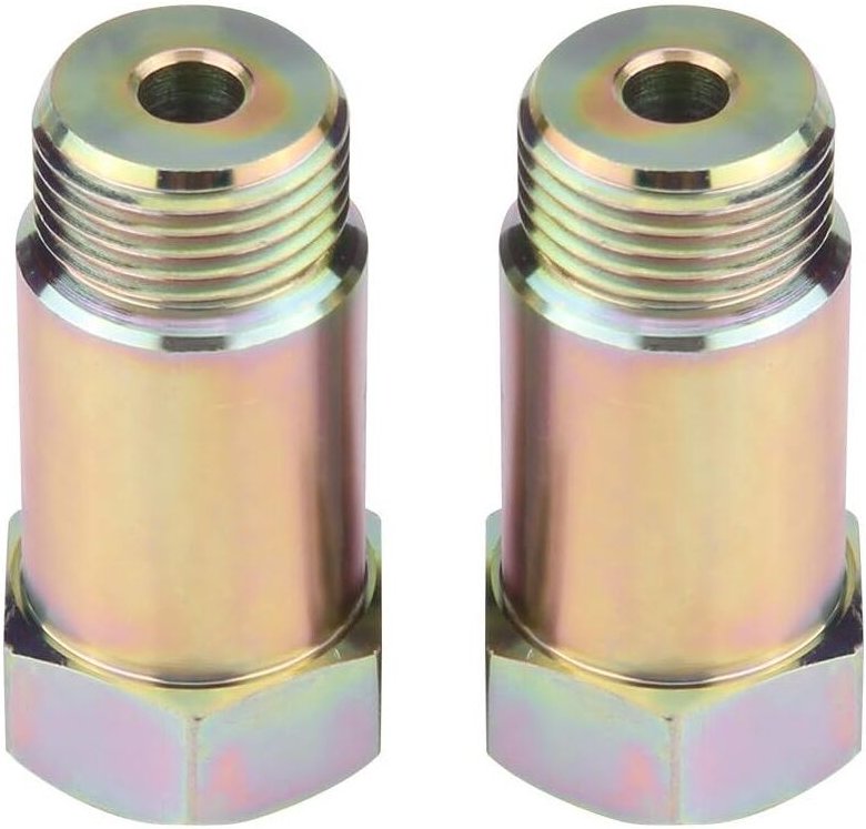 Aougo - 2 Stück Universal O2 Sauerstoffsensor Adapter Spacer Extender Bungs Gelb für Abgasanlagen, 45 mm M18 x 1,5