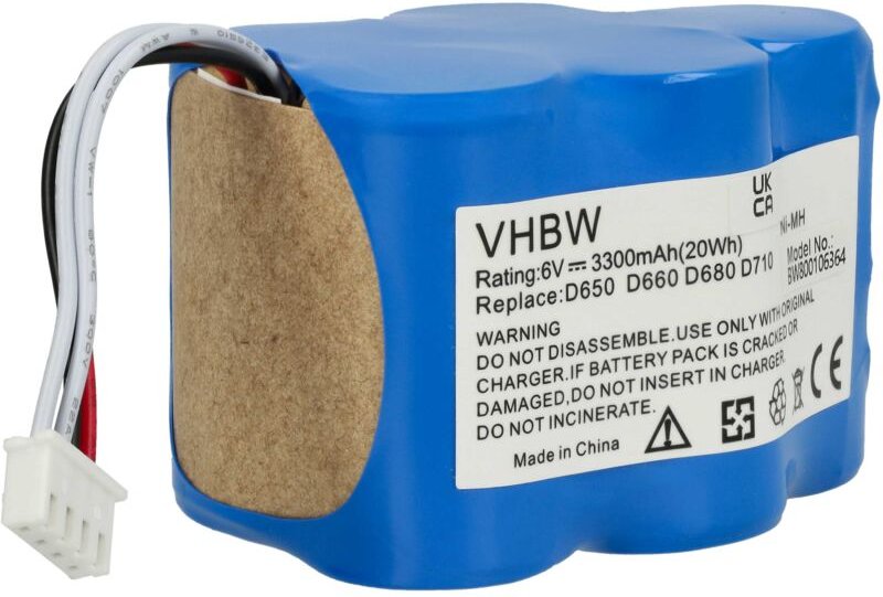 1x Akku kompatibel mit Ecovacs Deebot D66, D68, D650, D660, D680 Saugroboter (3300 mAh, 6 v, NiMH) - Ersatz für 205-0001...