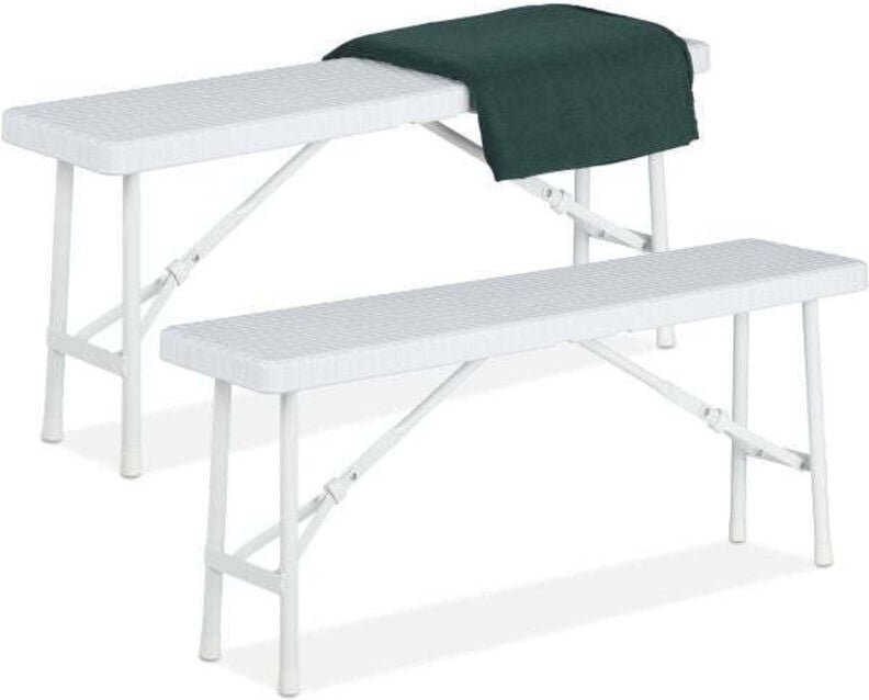Set of 2 white picnic benches