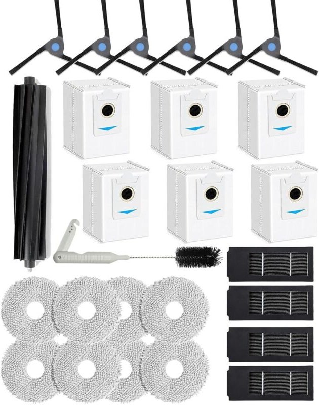 Ecovacs - 26 Stück Staubsaugerzubehör für Deebot X2 Omni, Ersatzteile: 1 Gummibürste, 6 Seitenbürsten, 4 HEPA-Filter, 8 ...