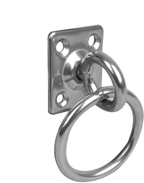 Augenplatte mit drehgelenk und ring 33x38x6mm rvs aisi 316 4 loch