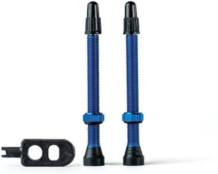 Blaue Trezado Tubeless-Ventile 60 mm – 2 Stück mit Schlüssel