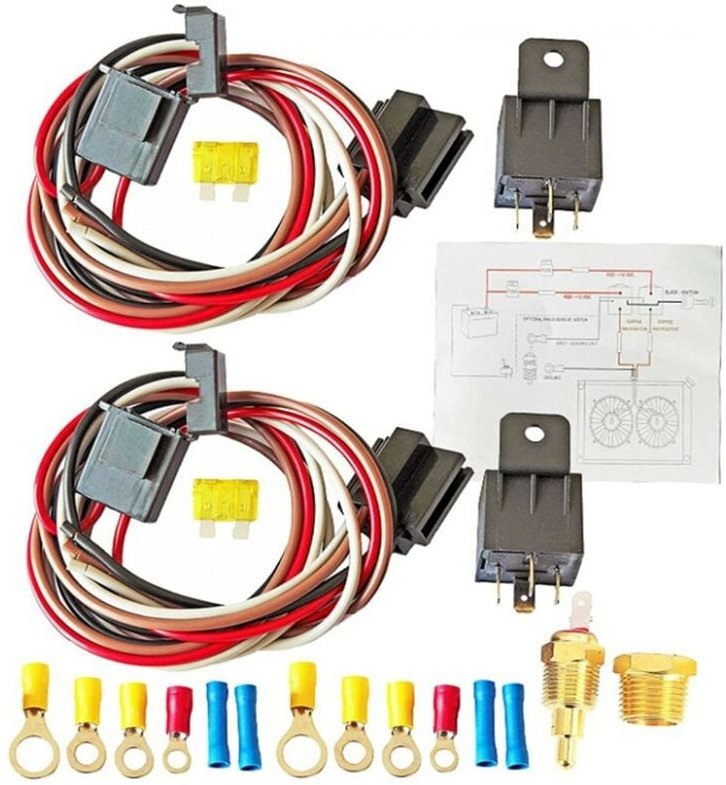 Woosien - 40 Ampere wasserdichtes Relais-Kit Duales elektrisches Lüfter-Relais-Kit Lüfterthermostat 185 Ein 175 Aus Temp...