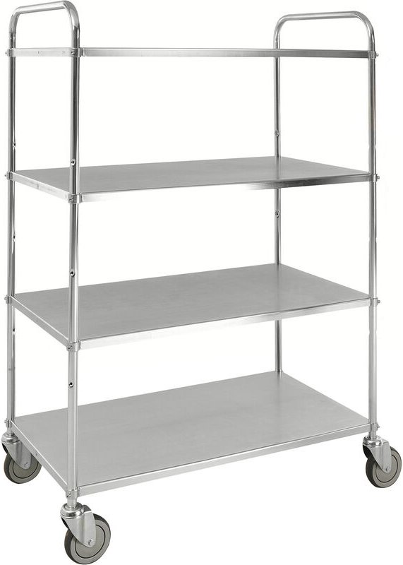 Kongamek Etagenwagen mit 4 Böden 900x440mm pulverbeschichtet und verzinkt 24mm Rand mit Bremse