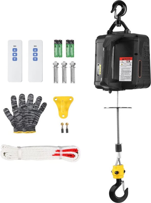 2-in-1 elektrische Hebewinde, 1100 lbs Kapazität, 1500 w tragbare Kraftwinde mit kabelloser Fernbedienung, 22,9 ft Hubhö...