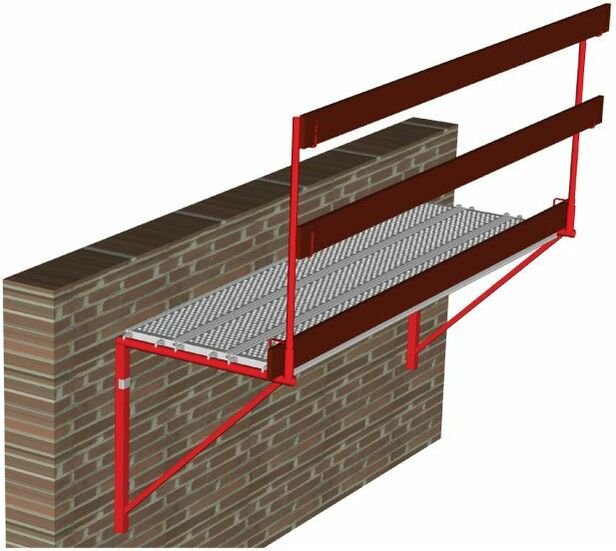 Gerüstkonsolen-Set 3m - mit Geländer und Bordbrett - Rundrohr - KITCF1000EPX3M/GC