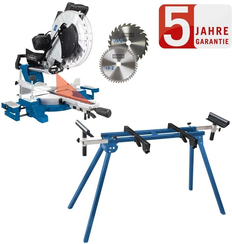 Scheppach - Kapp und Gehrungssäge HM140L Zugsäge Säge 2.Sägeblatt Set mit UMF1550