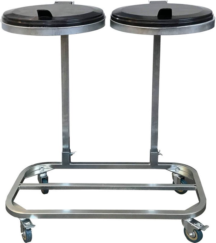 Doppel Müllsackständer mit Deckel und 4 Rollen Metall Müllsackhalter 120 Liter Stabiler Müllsack Ständer - Verzinkter St...