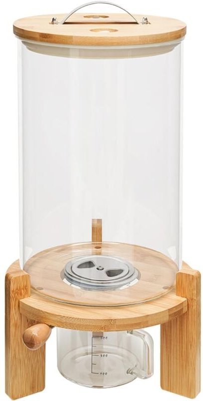 Gojoy - Reisspender Vorratstank, 7,5L Große Müslispender Glas mit Bambus Deckel und Holzständer für Rice, Haferflocken, ...