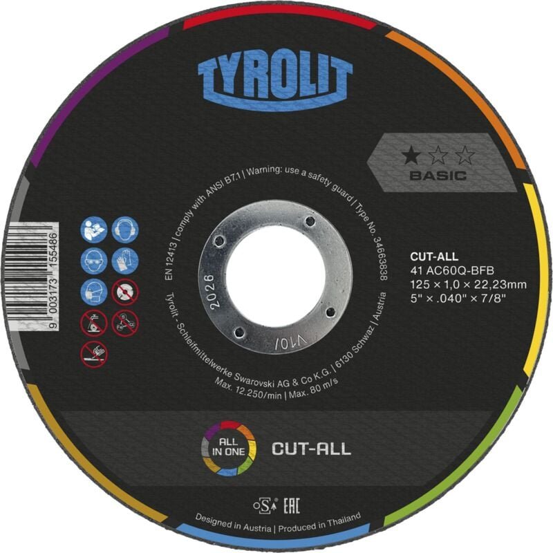 Tyrolit - Trennscheiben 125x1mm Set Basic Cut-All, Handtrennscheiben gerade Form41 - 25 Stück