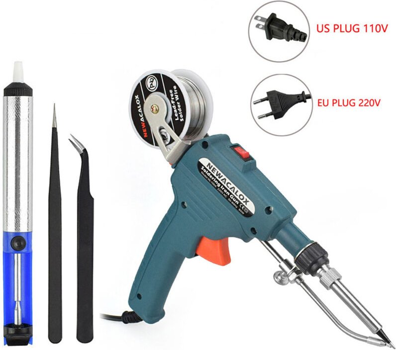Lötkolben-Elektroschweißset, 60-W-Lötpistole, Einhand-Schweißwerkzeug, Lötdraht und Entlötpumpe für Elektronik und Repar...