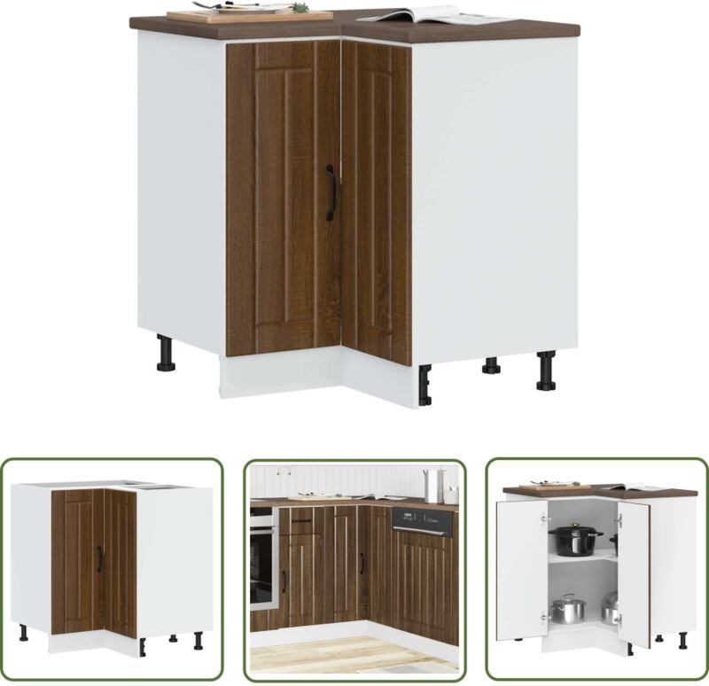 The Living Store - vidaXL Küchen-Eckunterschrank Lucca Braun Eichen-Optik Holzwerkstoff