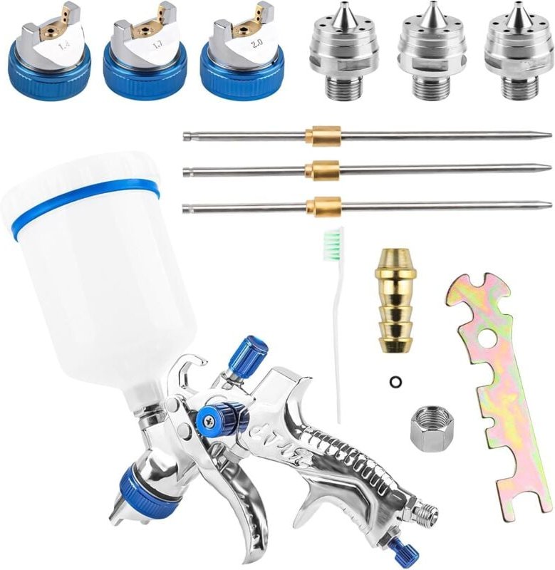 Lackierpistole, Druckluft-Lackierpistole, Karosserie-Lackierpistole, 600-ccm-Pneumatik-Lackierpistole mit 3 Düsen 1,4/1,...