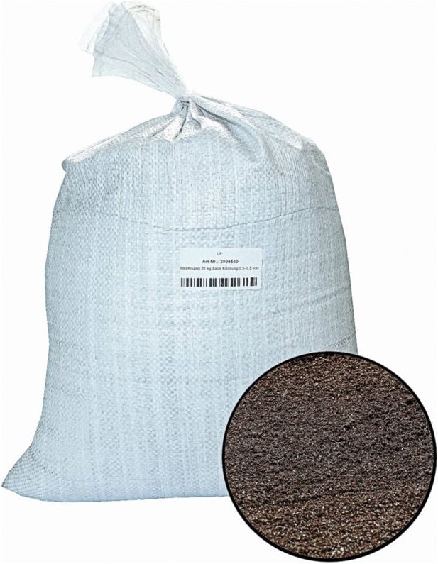 Gp: 0,80 € / kg) Strahlsand 25 kg Sack Körnung 0,2- 0,5 mm - Aerotec