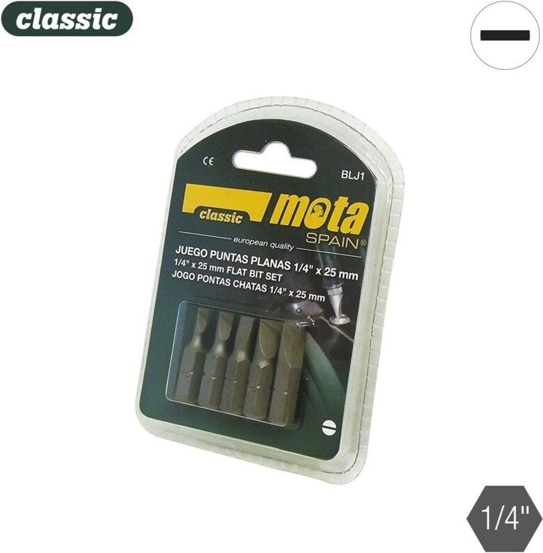 Flachbitsatz 1/4' 5 Einheiten x 50 mm blj2 Mota