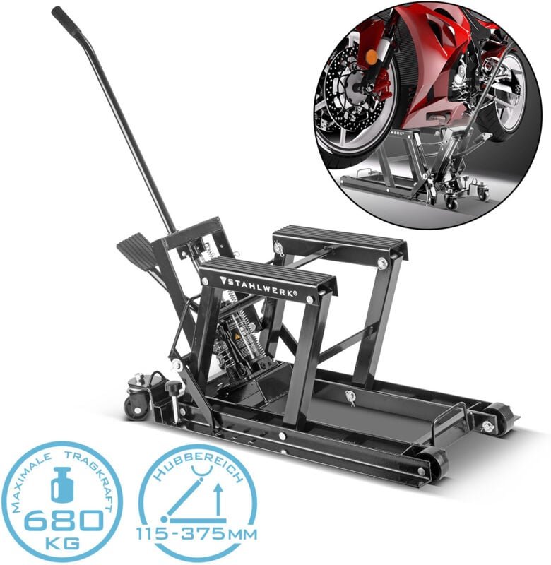 STAHLWERK Motorrad-Hebebühne MLT-680 ST 680 kg Tragkraft 115-375 mm Hubbereich