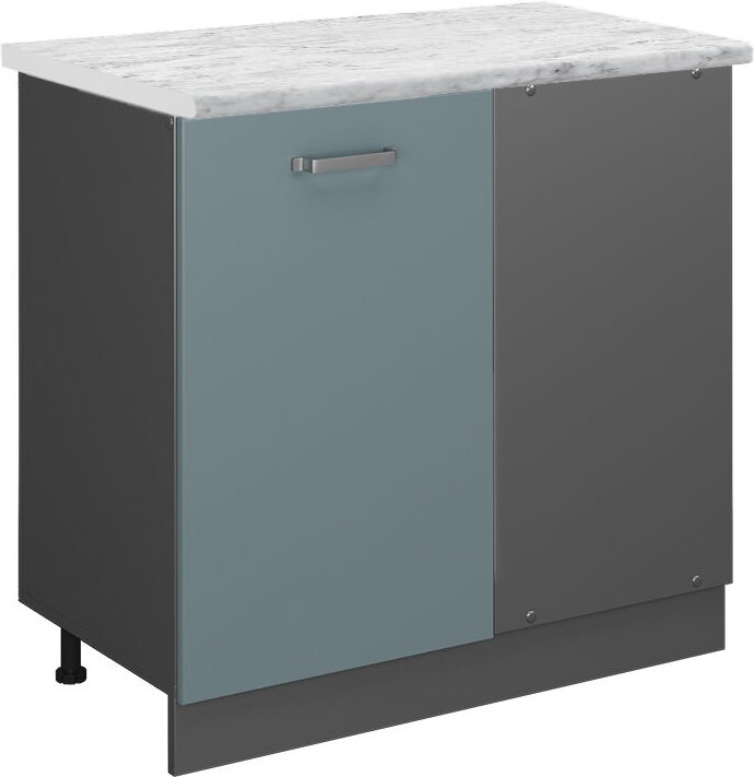 Vicco - Eckunterschrank R-Line, Blau-Grau, 86 cm ap Marmor