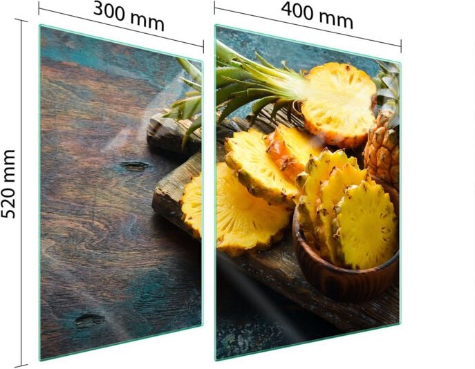 GLASSCHUTZPLATTE FÜR HERD 70x52 ANANAS