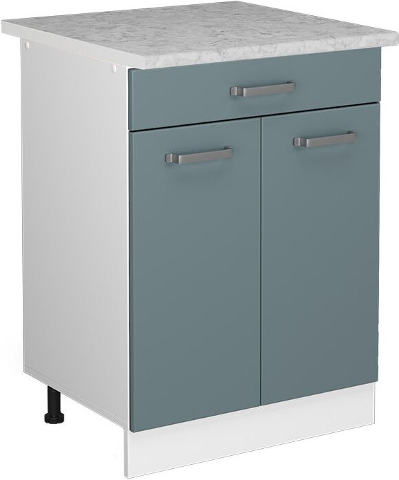 Unterschrank R-Line, Blau-Grau, 60 cm mit Schubladen, Vicco