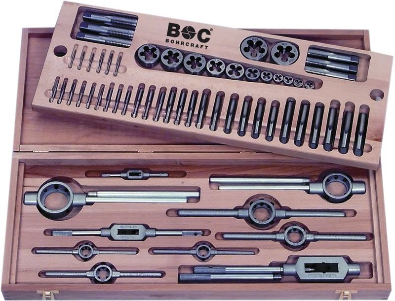 Gewinde Schneidsatz hssg/hss M3-M24 in Holzkassette 62-teilig - Bohrcraft
