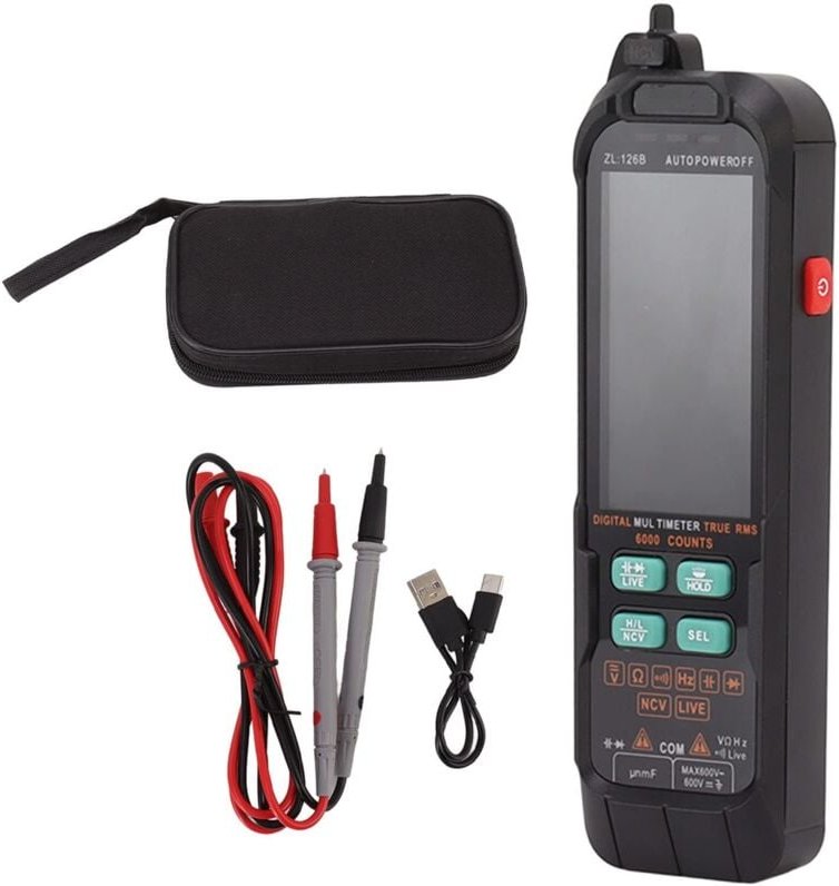 Digitales Multimeter, großes Display mit Hintergrundbeleuchtung, tragbar, digital, Gleich- und Wechselstrom, Spannungsme...