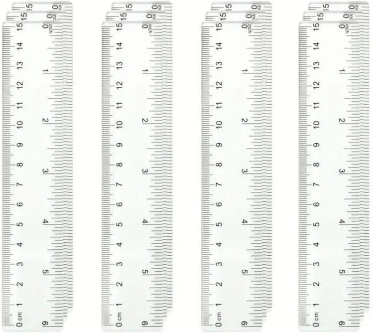 Bluedeer - 12 Stück Lineal 15cm Transparent Präzision Lineal Set mit Metrischer & Inch-Skala, lineal set, Ideal für Grun...