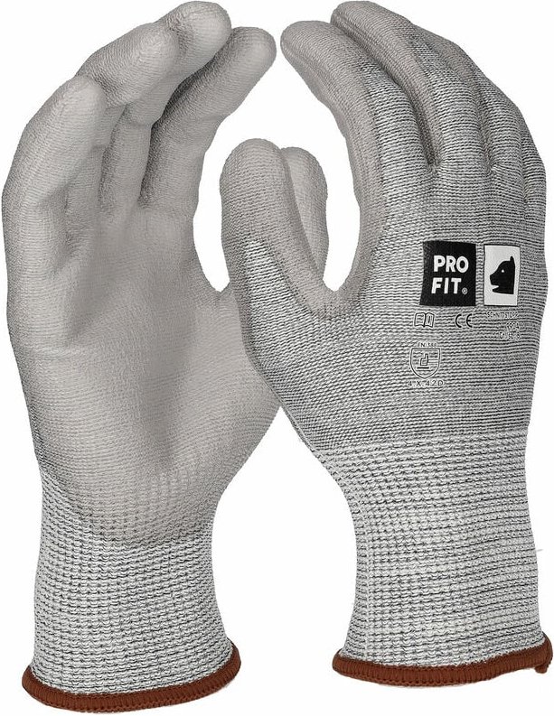 Pro fit PU-Schnittschutzhandschuh 9904, Größe 7 , Level d, mit HPPE-Glas-Faser, grau, Cut Resistant Fiber