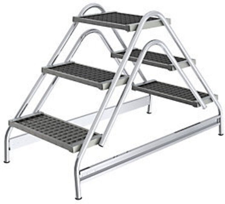 Günzburger Steigtechnik - Arbeitspodest beidseitig begehbar Stahl-Gitterrost 2 x 3 Stufen - 050063