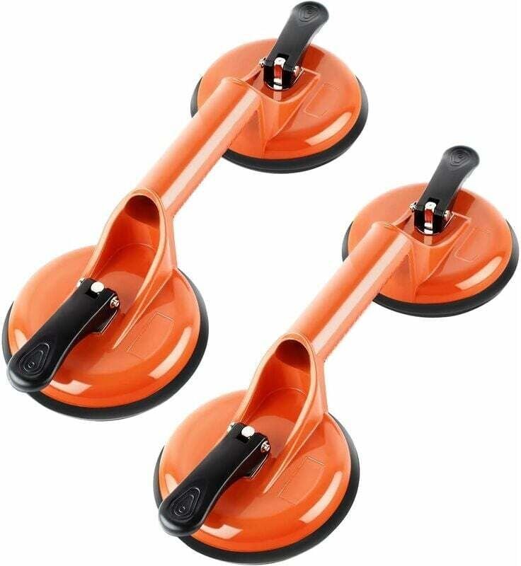 Tigrezy - 1 Stück Aluminium-Saugnapf-Fensterheber – 105 kg – 118 mm – mit doppelten Saugnäpfen – Orange