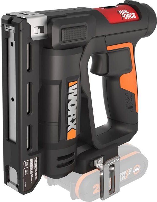 WORX Hefter 20V Max. PowerShare WX843.9 Ohne Akku und Ladegerät Nägel 1,2mm Typ 47 und Klammern 11,4mm Typ 53 Tiefeneins...