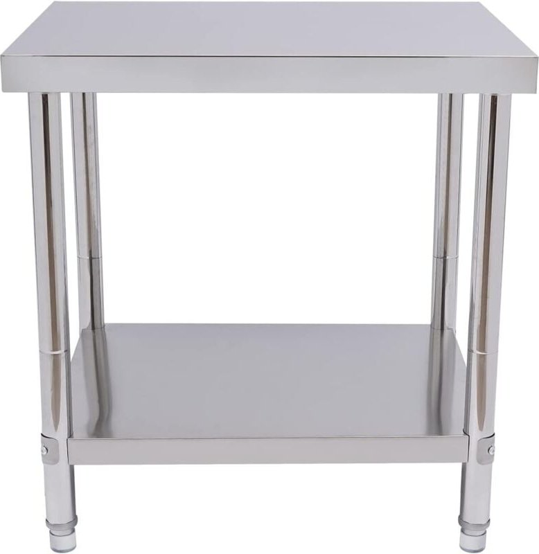 Arbeitstisch Edelstahl, Gastro Küchentisch, Lebensmittel Zubereitungstisch mit Unterregal und Anti Rutsch Fußabdeckungen...