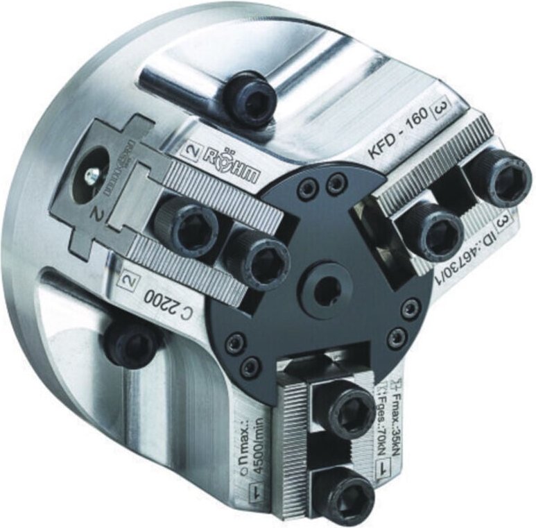 Röhm Kraftspannfutter KFD 160, 3-Backen, gewichtserleichert, Zylindrische Zentrieraufnahme - 046730
