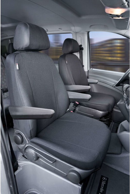 Walser - Passform Sitzbezug aus Stoff kompatibel mit Mercedes-Benz Viano/Vito, 2 Einzelsitze mit Armlehne innen & außen