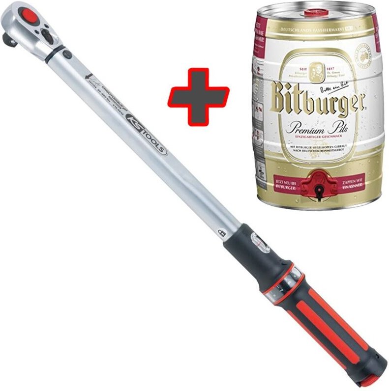 KS-Tools - 1/2' ERGOTORQUE®precision Ratschen-Drehmomentschlüssel, 40-200Nm, rot - 516.6542