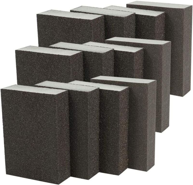 Ersandy - Schleifschwamm (12 Stück): Sortiment mit 4 Spezifikationen (grob, mittel, fein, superfein), waschbar, Schleifb...
